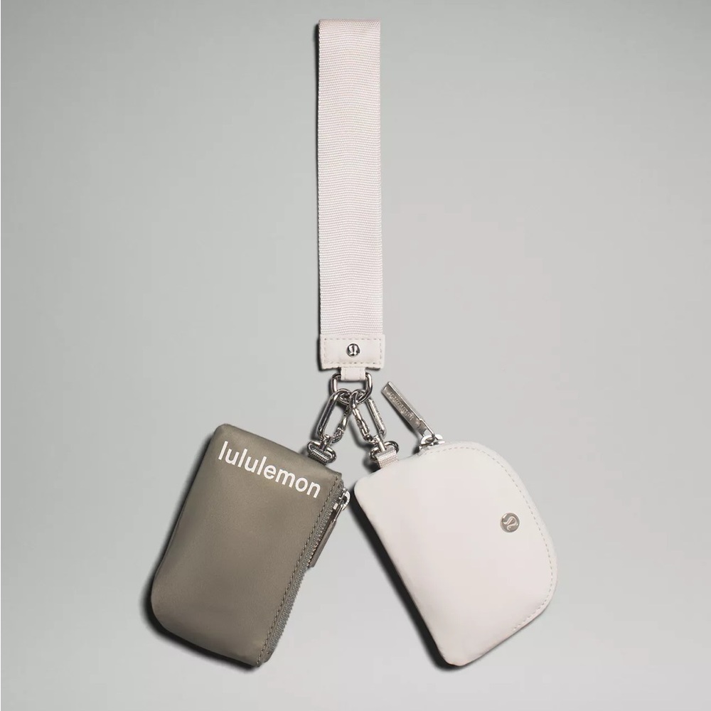 NWT Lululemon Dual Pouch Wristlet Gray Sage/White Opal